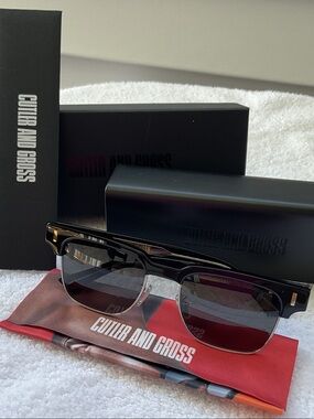 Cutler and Gross Women's Black Sunglasses - Semi-Rimmed Classic